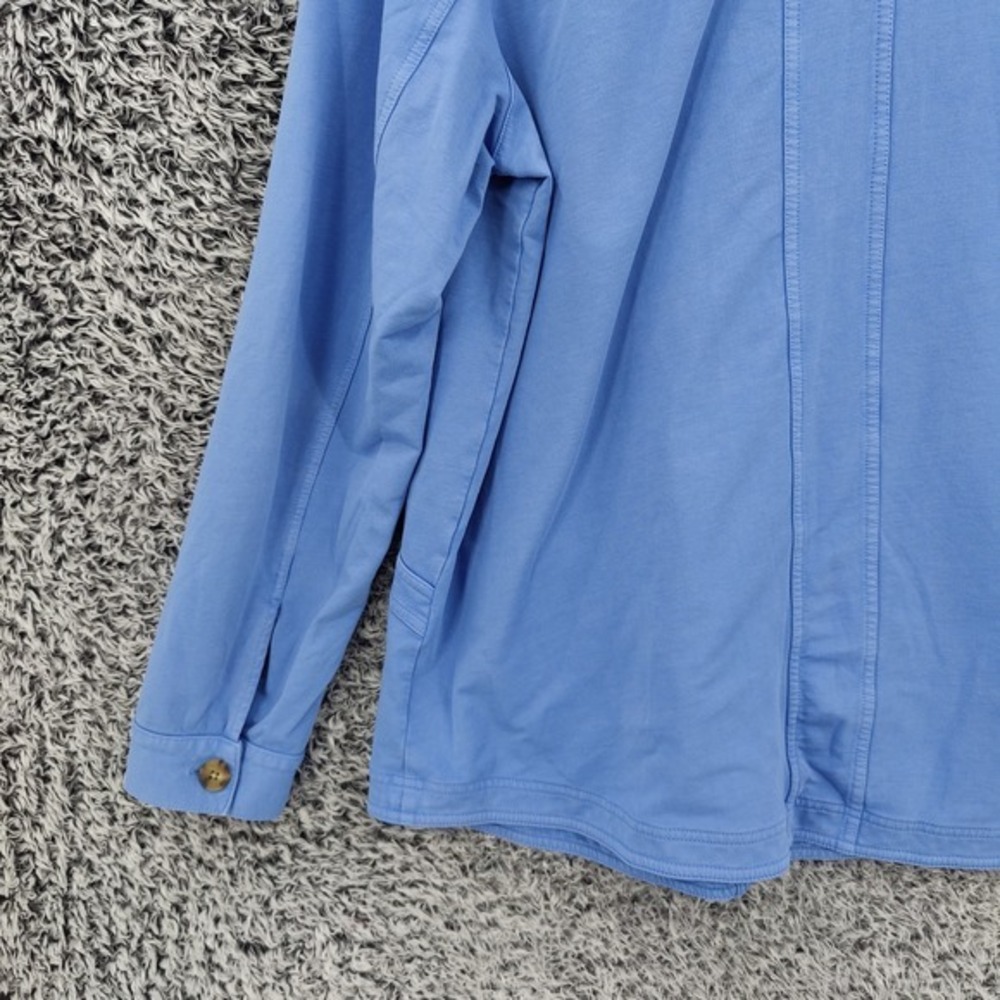 J. Jill Women Coastal Utility Cozy Button Down Shirt Jacket L Tall Blue Shacket - Picture 14 of 16